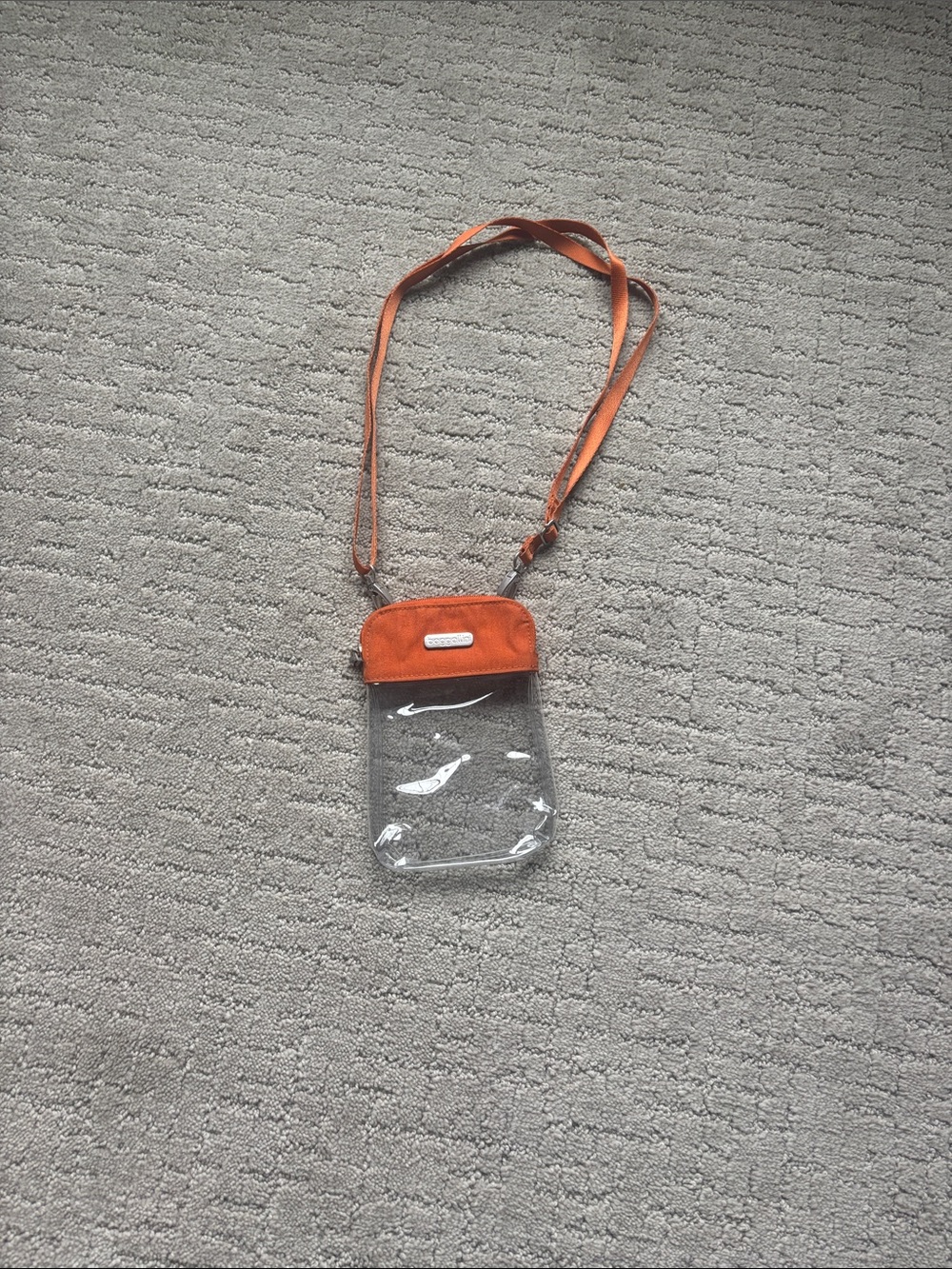 Baggallini Bryant Clear Crossbody Phone Pouch with Orange Top and Strap